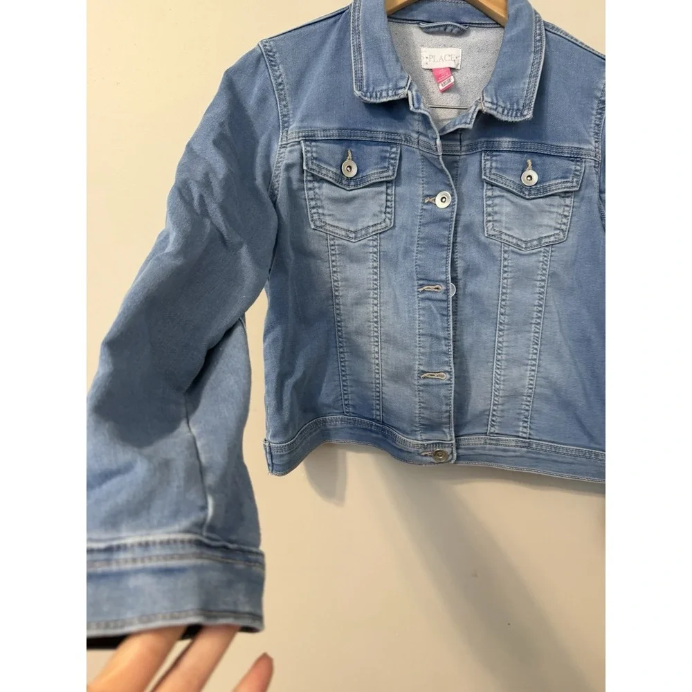 Childrens Place Jean Jacket Girls Size XL 14 Stretch Blue Soft Denim 100%Lyocell